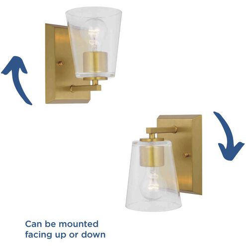 Vertex 1 Light 4.75 inch Brushed Gold Bath Light Wall Light