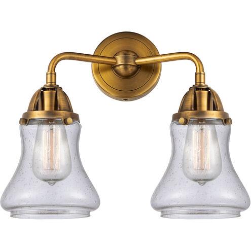 Nouveau 2 Bellmont LED 14 inch Brushed Brass Bath Vanity Light Wall Light in Seedy Glass