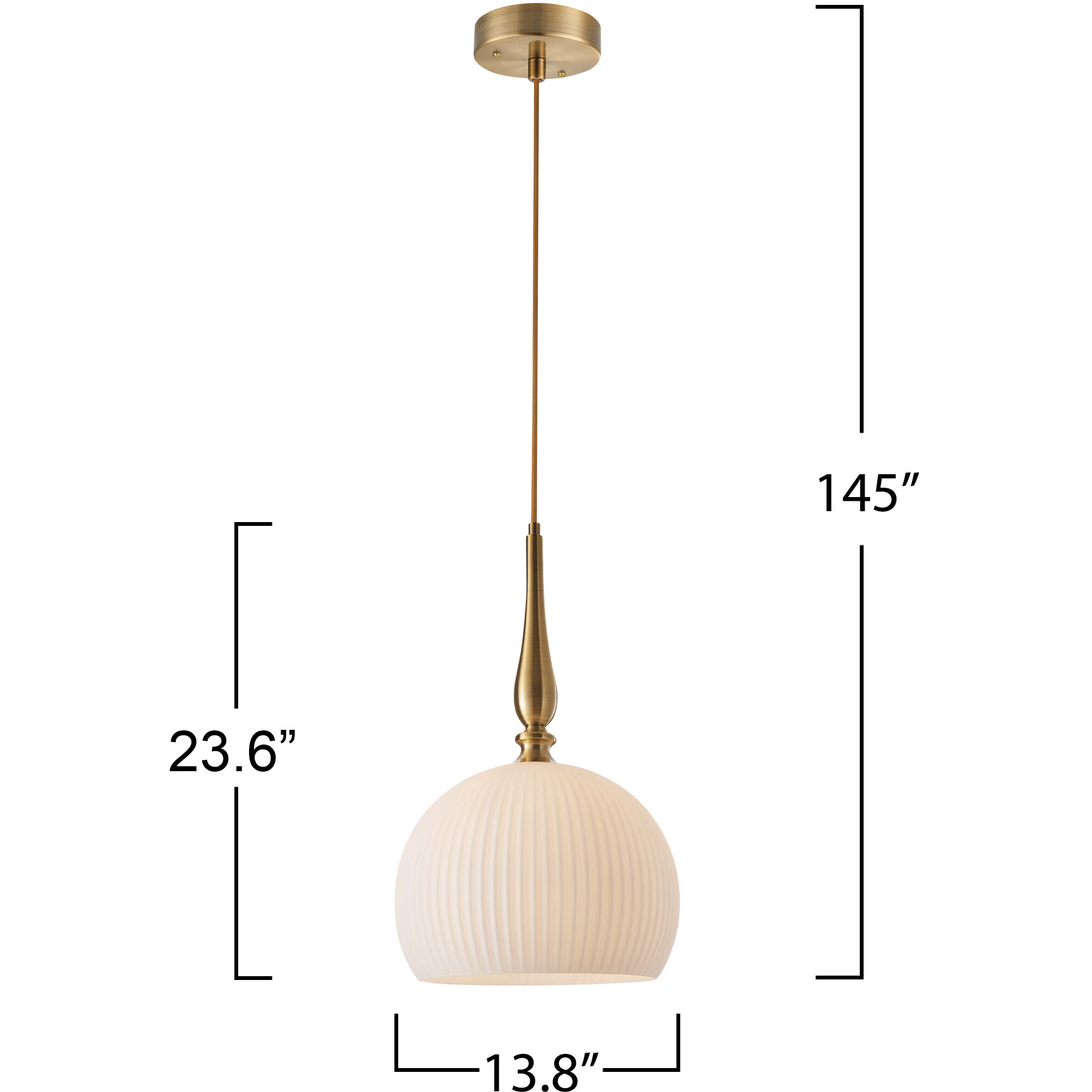 Kate 1 Light 13.8 inch Brushed Brass Pendant Ceiling Light
