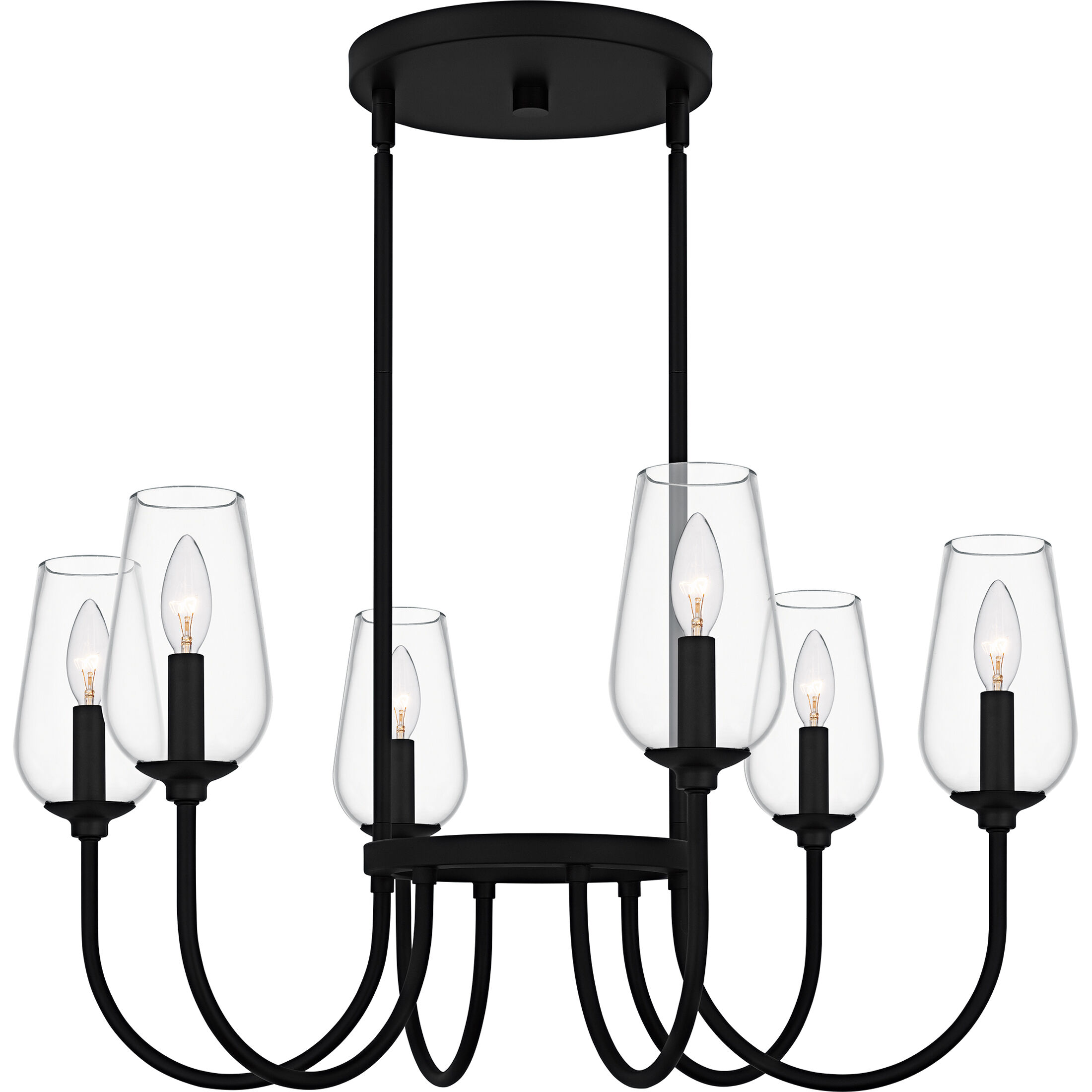 Viscount 6 Light 28 inch Matte Black Chandelier Ceiling Light