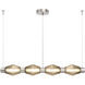 Aalto Mandrel Linear Chandelier Ceiling Light in 3000K LED, Optic Rib Bronze, Metallic Beige Silver