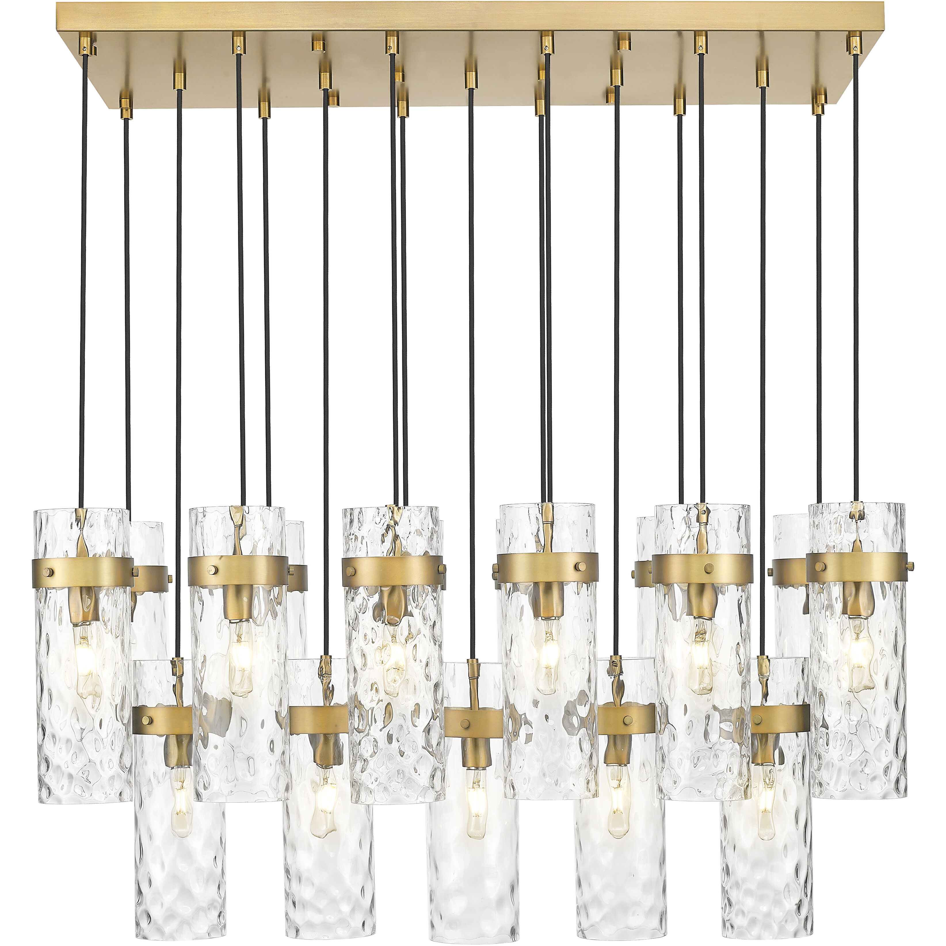 Fontaine Linear Chandelier Ceiling Light in Rubbed Brass