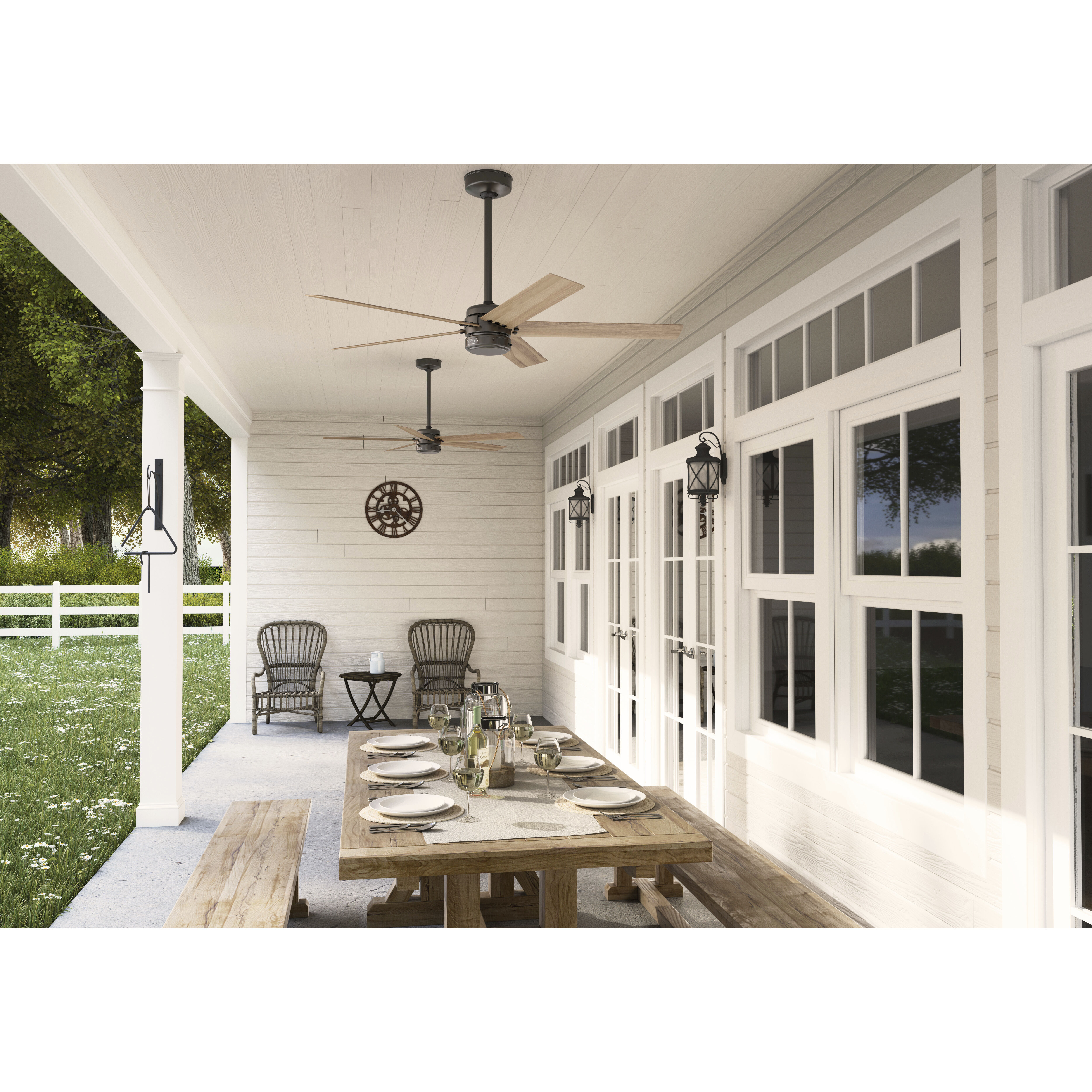 Burton 52 inch Noble Bronze with Golden Maple Blades Outdoor Ceiling Fan