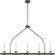 Chapman & Myers Launceton 5 Light 52 inch Bronze Linear Pendant Ceiling Light, Large