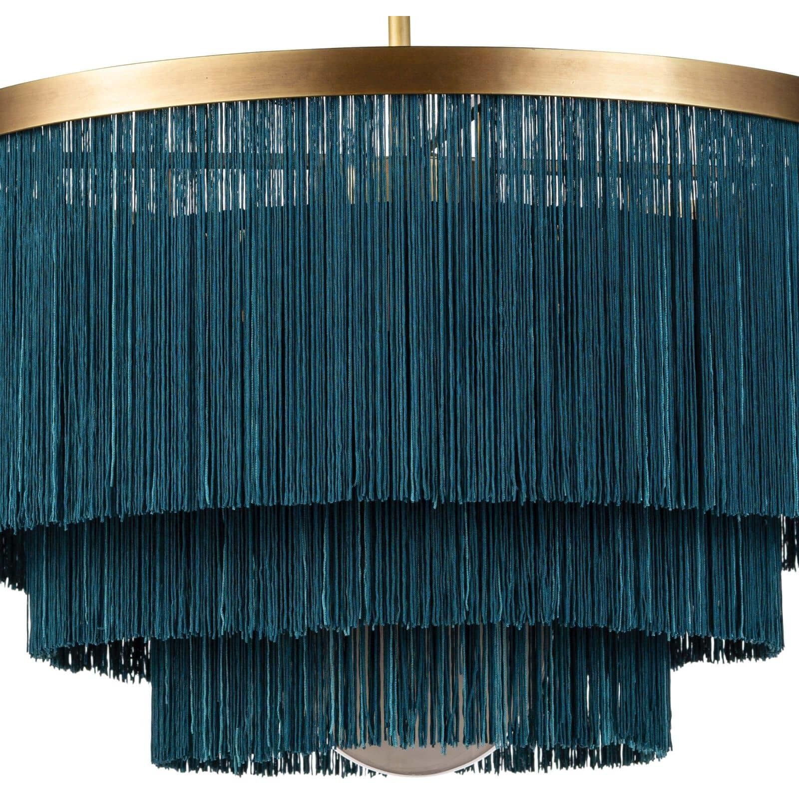 Cabaret Fringe 3 Light 26 inch Blue Chandelier Ceiling Light