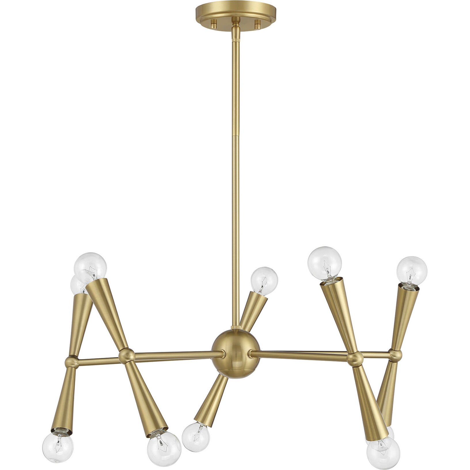 Contemporary 10 Light 24 inch Natural Brass Chandelier Ceiling Light