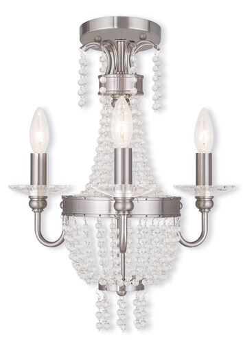 Valentina 3 Light 15 inch Brushed Nickel Convertible Mini Chandelier/Ceiling Mount Ceiling Light