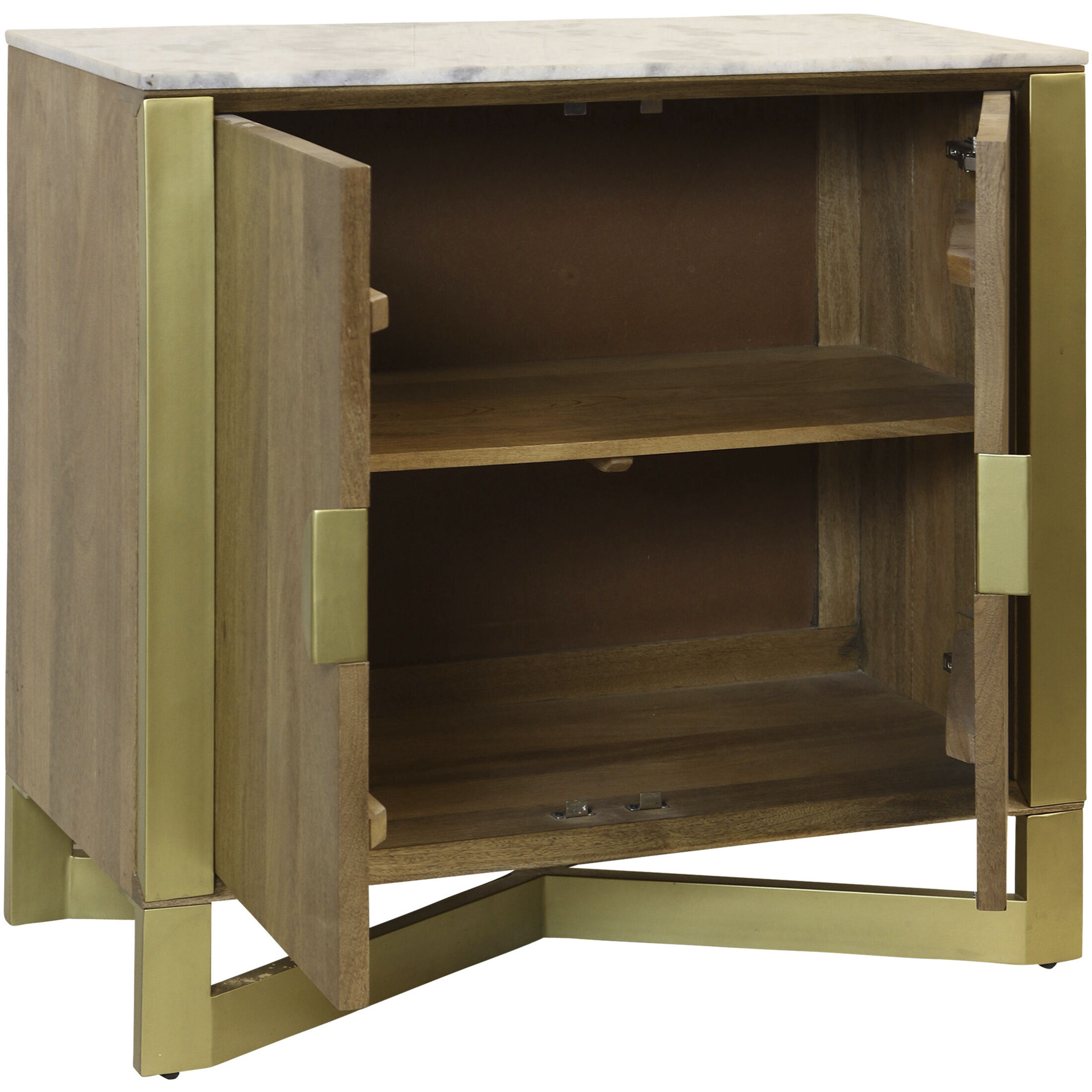 Astoria Light Tobacco and White and Brass Cabinet