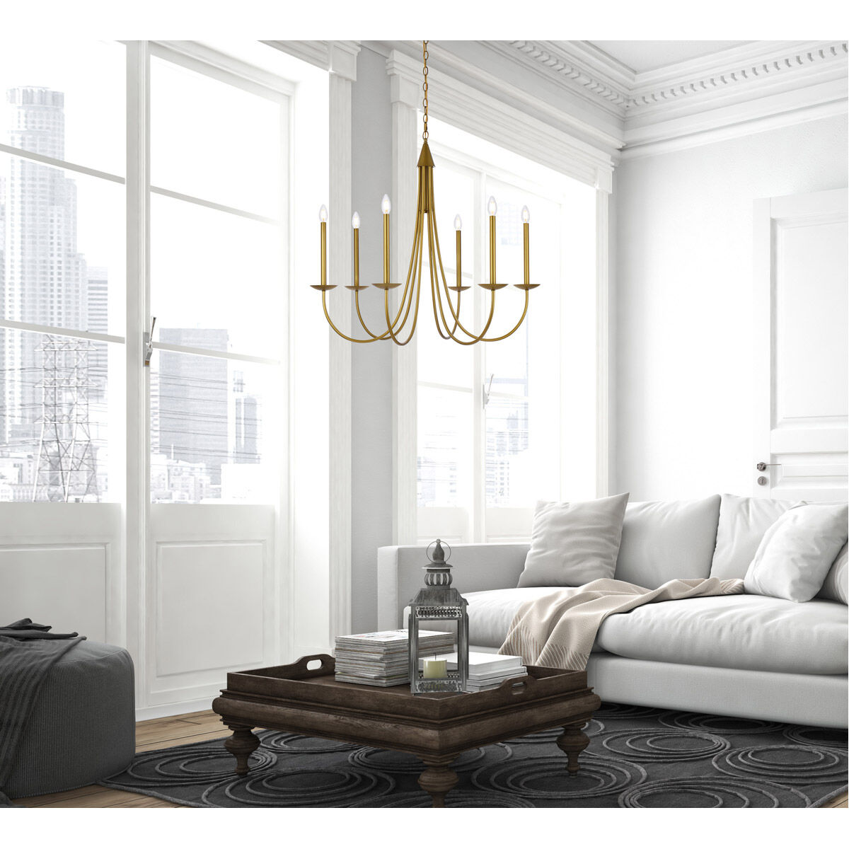 Cohen 6 Light 36 inch Brass Chandelier Ceiling Light