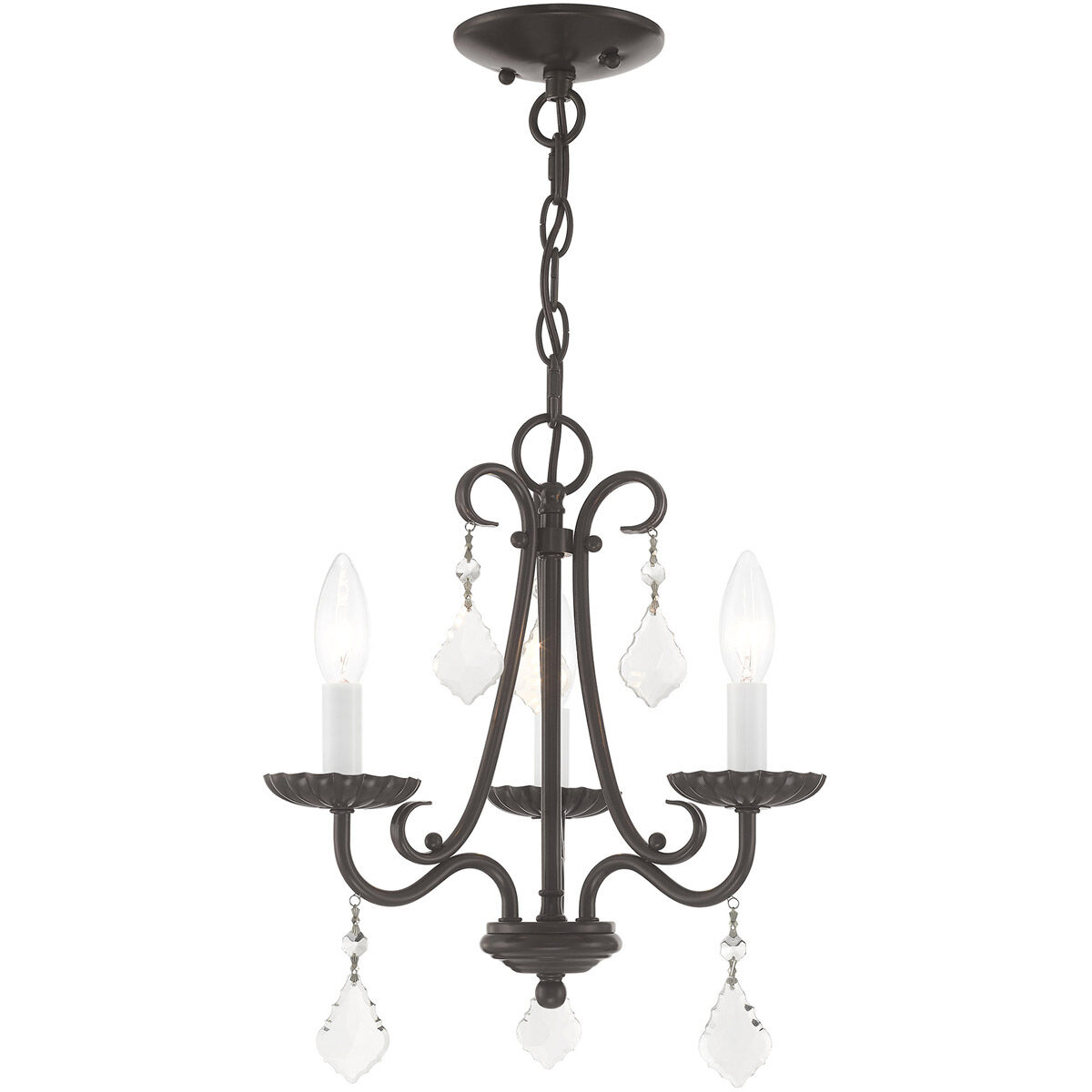 Daphne 3 Light 14 inch English Bronze Mini Chandelier Ceiling Light