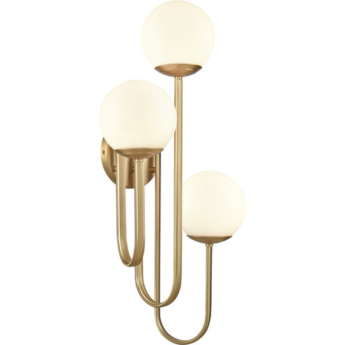 Caroline 3 Light 13.25 inch Brushed Gold Sconce Wall Light, Right