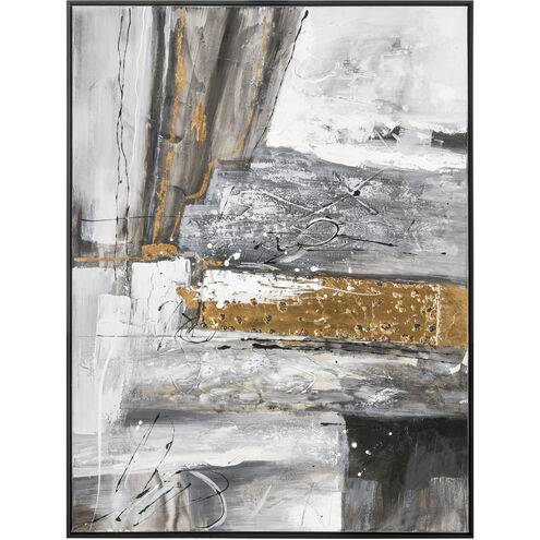 Reading in Gray Gray with Gold and Black Framed Wall Art