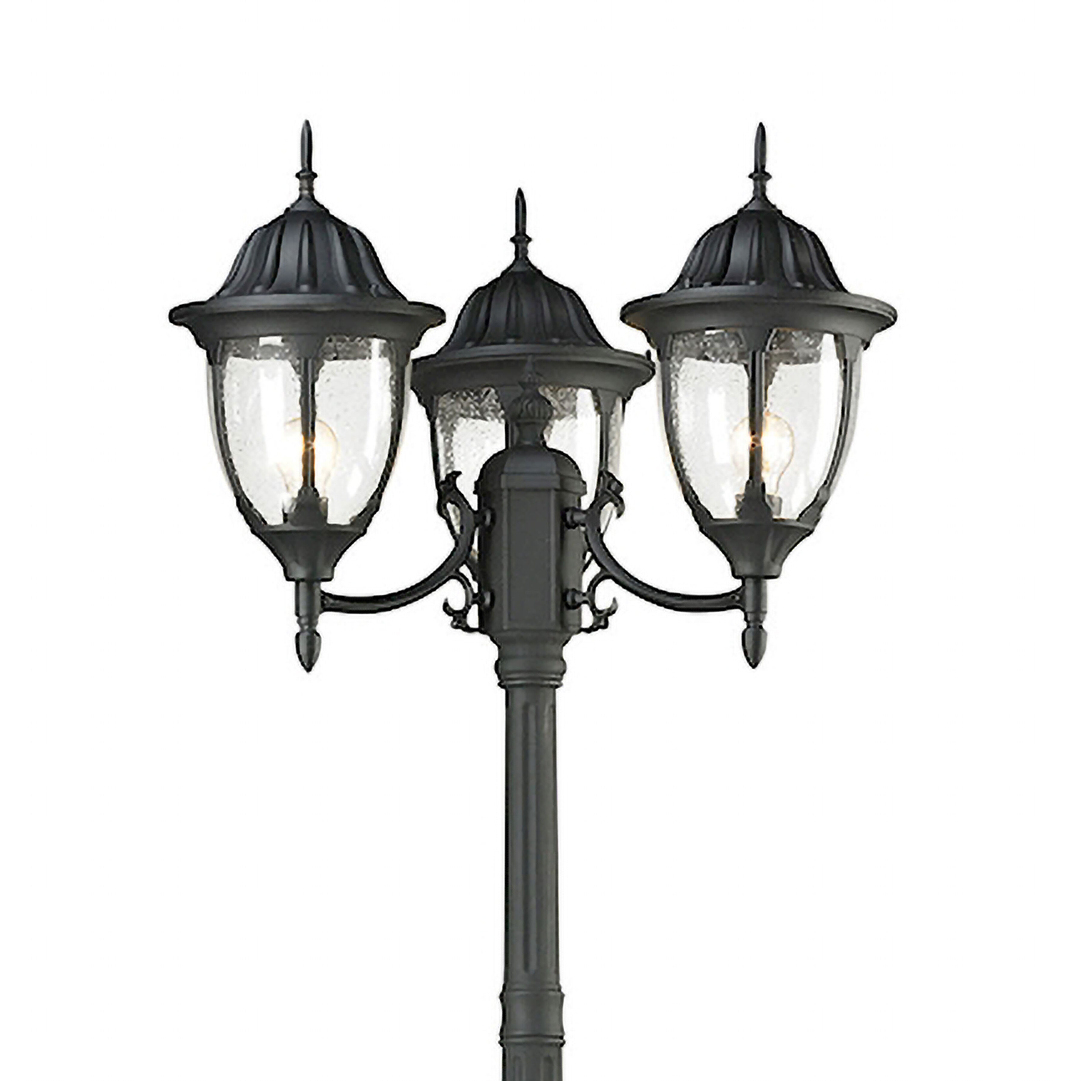 Central Square 3 Light 91 inch Textured Matte Black Outdoor Post Light