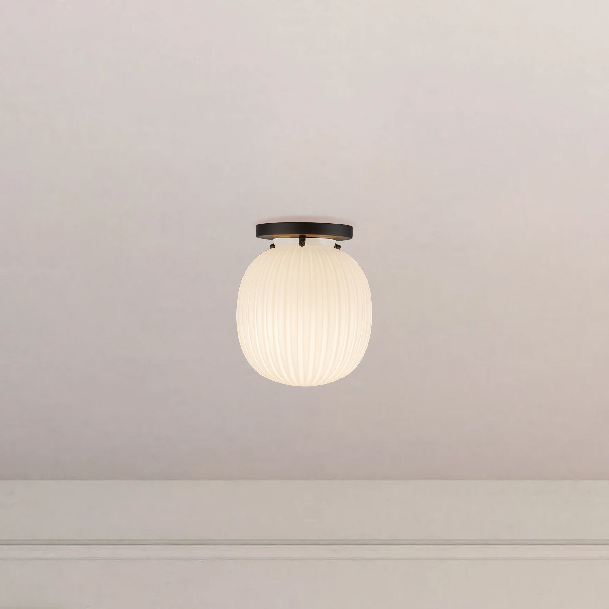 Alora Mood Cherise 1 Light 6.75 inch Matte Black/Glossy Ribbed Opal Glass Semi-Flush Mount Ceiling Light