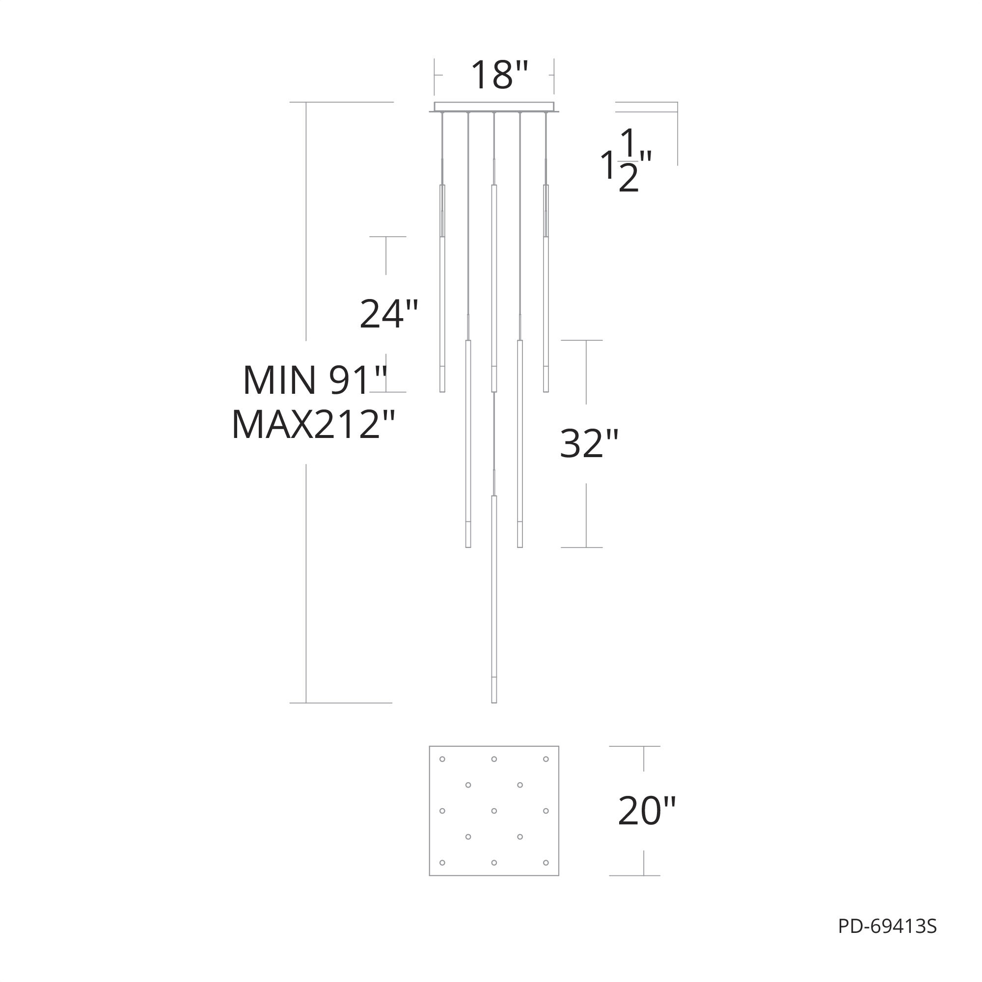 Viggo LED 2 inch Black Multi-Light Pendant Ceiling Light, dweLED