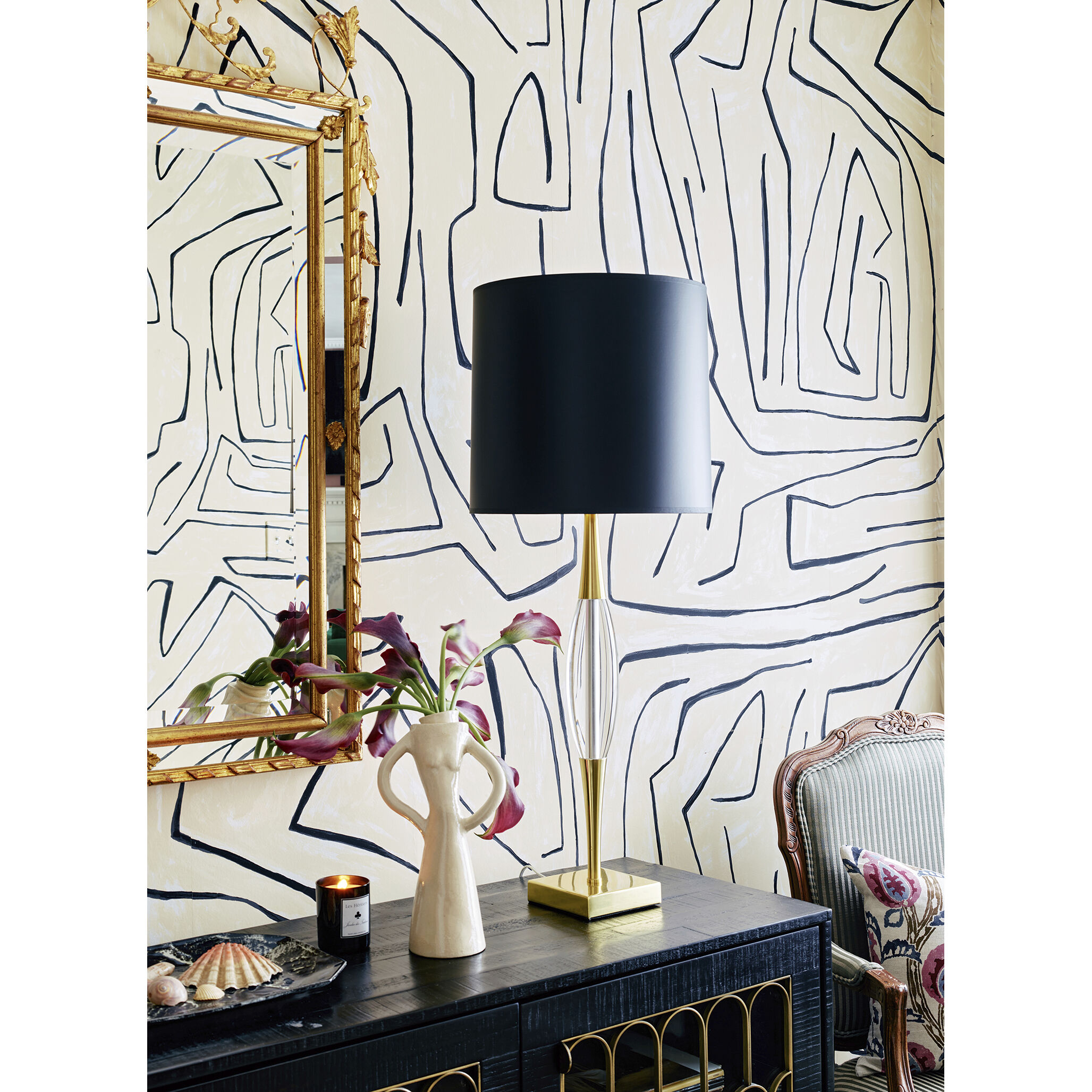 Juno 37 inch 150 watt Modern Brass Table Lamp Portable Light in Black With Matte Gold