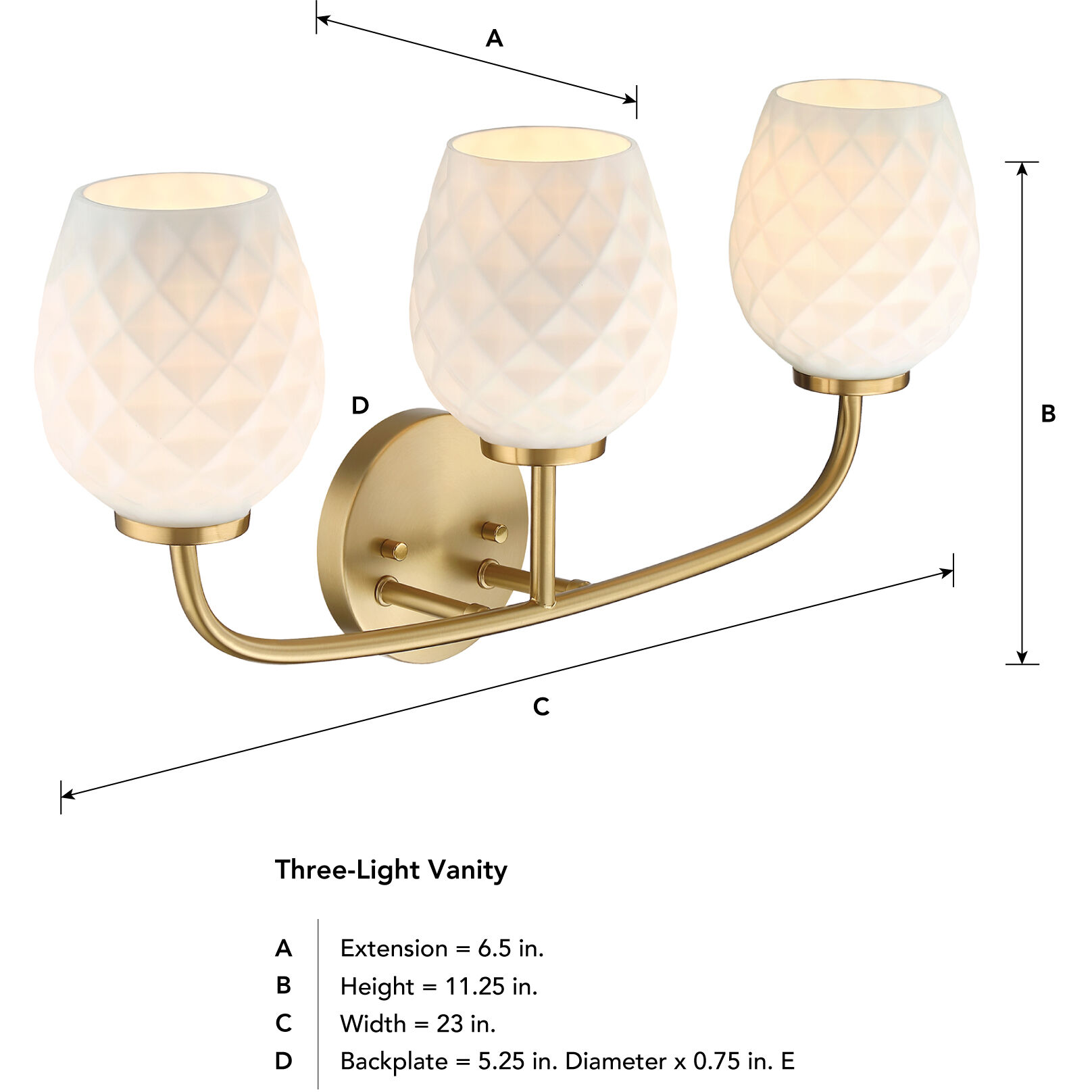 Dita 3 Light 23 inch Brushed Gold Vanity Light Wall Light