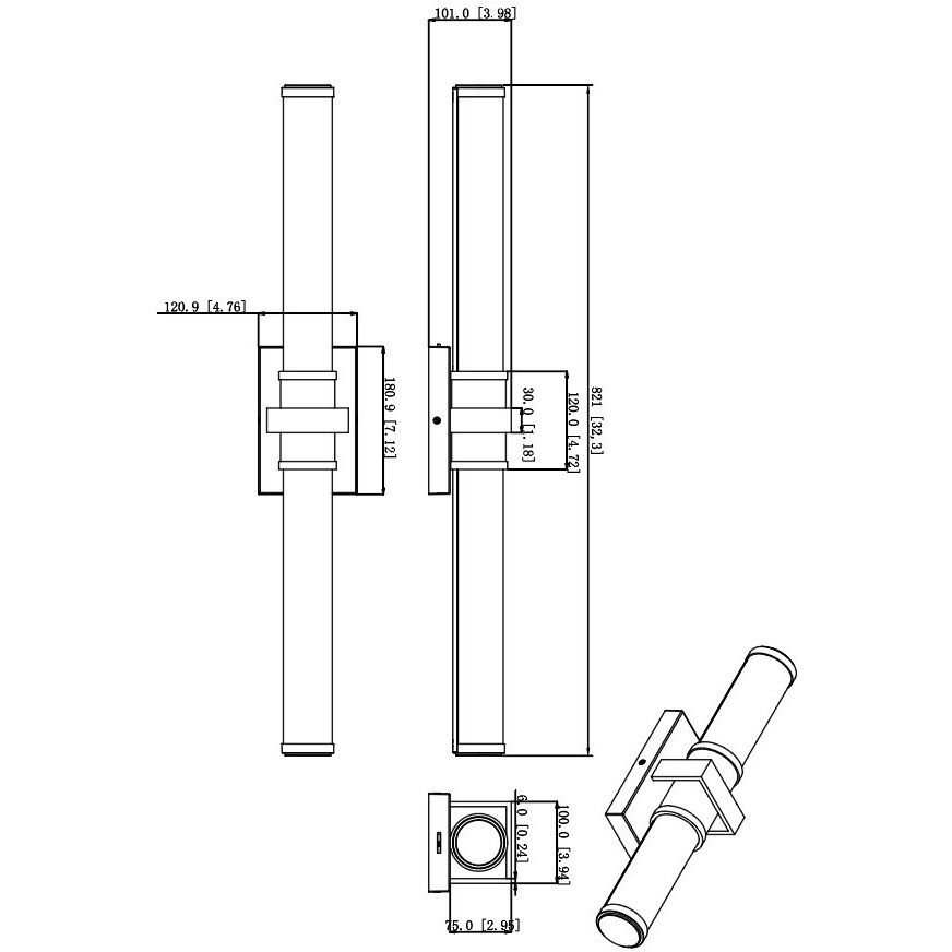 Idris LED 32.5 inch Modern Gold Bath Vanity Wall Light