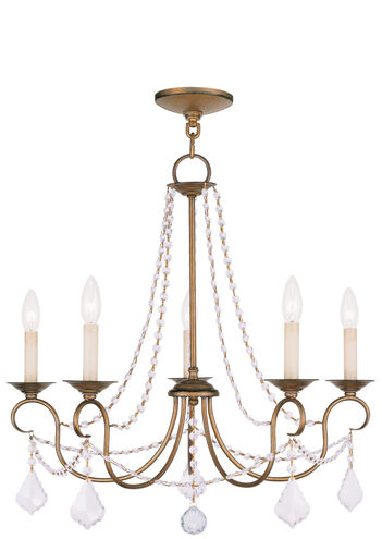 Pennington 5 Light 25 inch Antique Gold Leaf Chandelier Ceiling Light