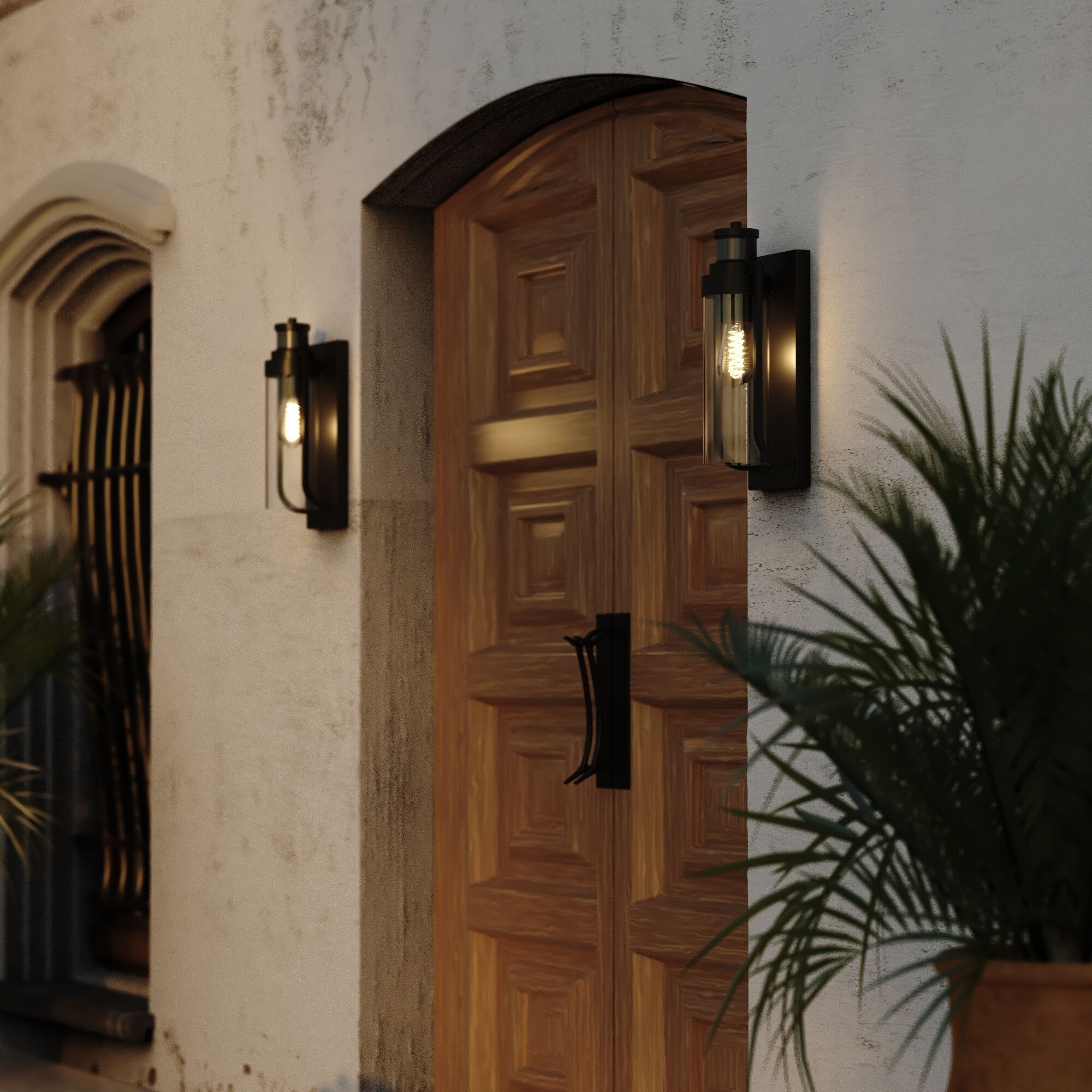 Lawton Textured Black Outdoor Motion Sensor