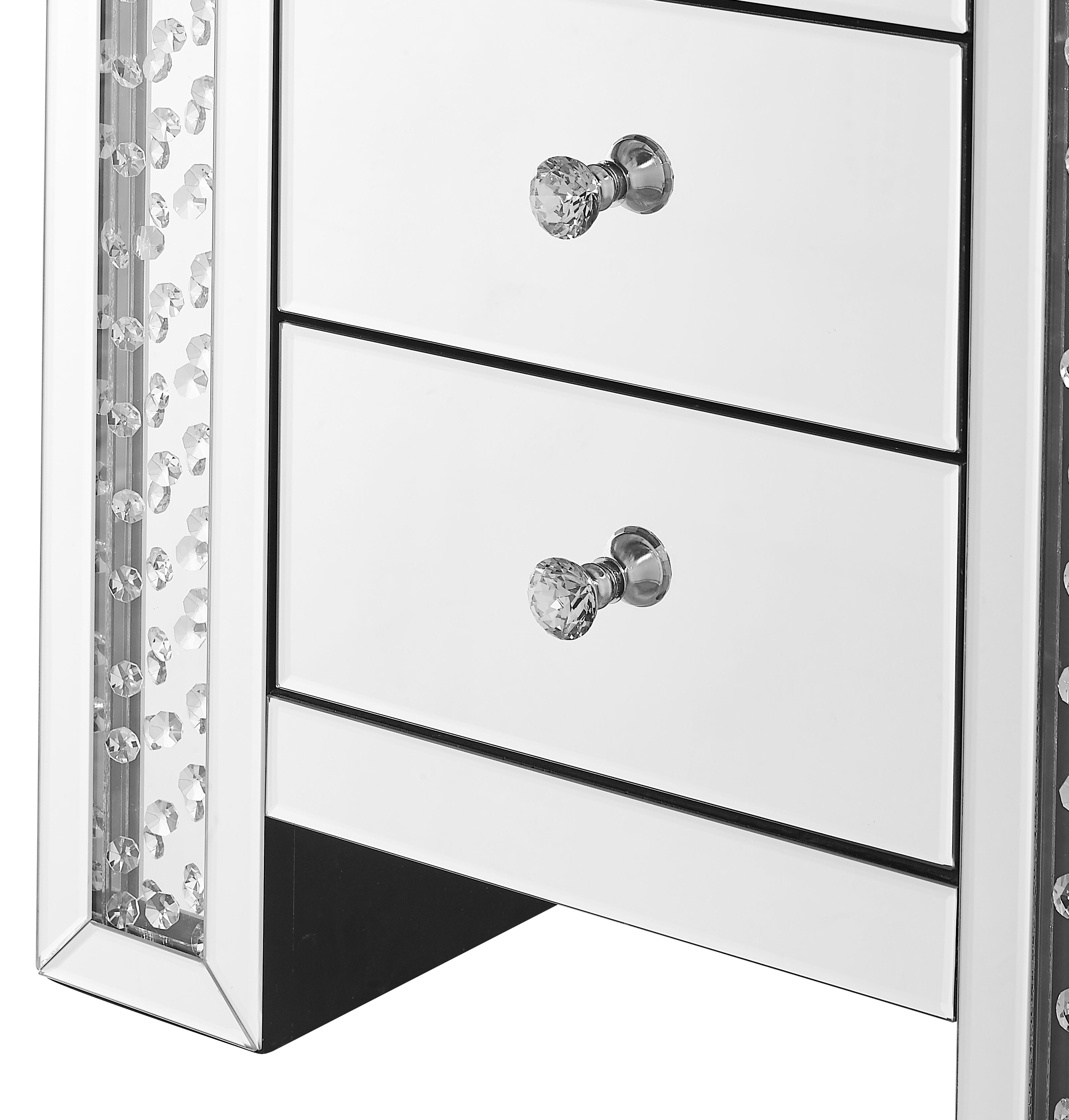 Modern 26 X 22 inch Clear Mirror and Crystal Bedside Table