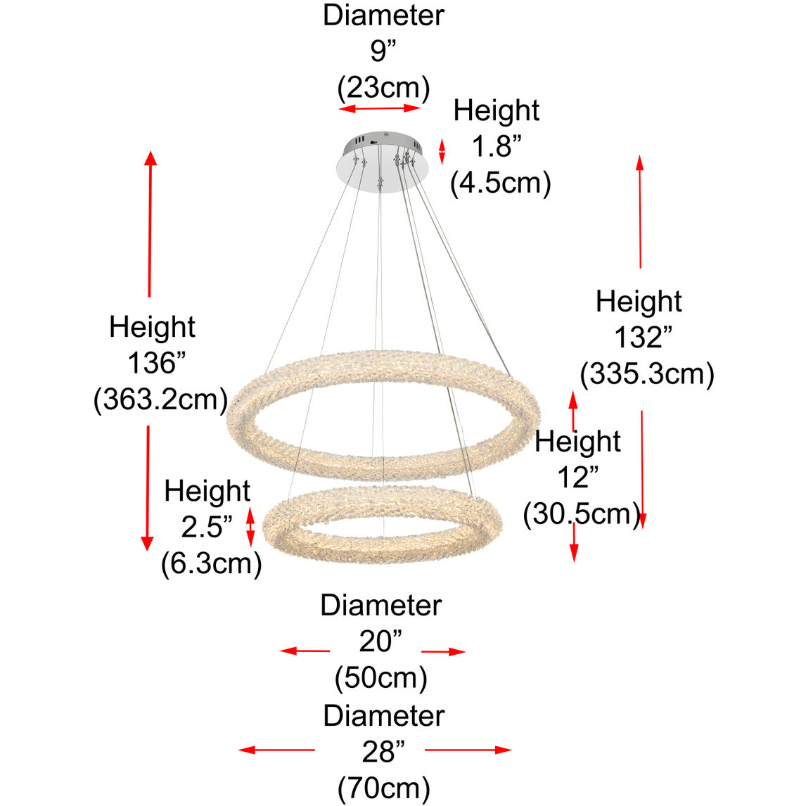 Bowen 2 Light 28 inch Chrome Chandelier Ceiling Light
