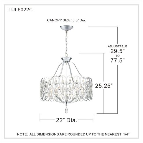 Lulu 5 Light 22 inch Polished Chrome Chandelier Ceiling Light