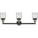 Franklin Restoration Small Bell LED 30 inch Black Antique Brass Bath Vanity Light Wall Light in Clear Glass, Franklin Restoration