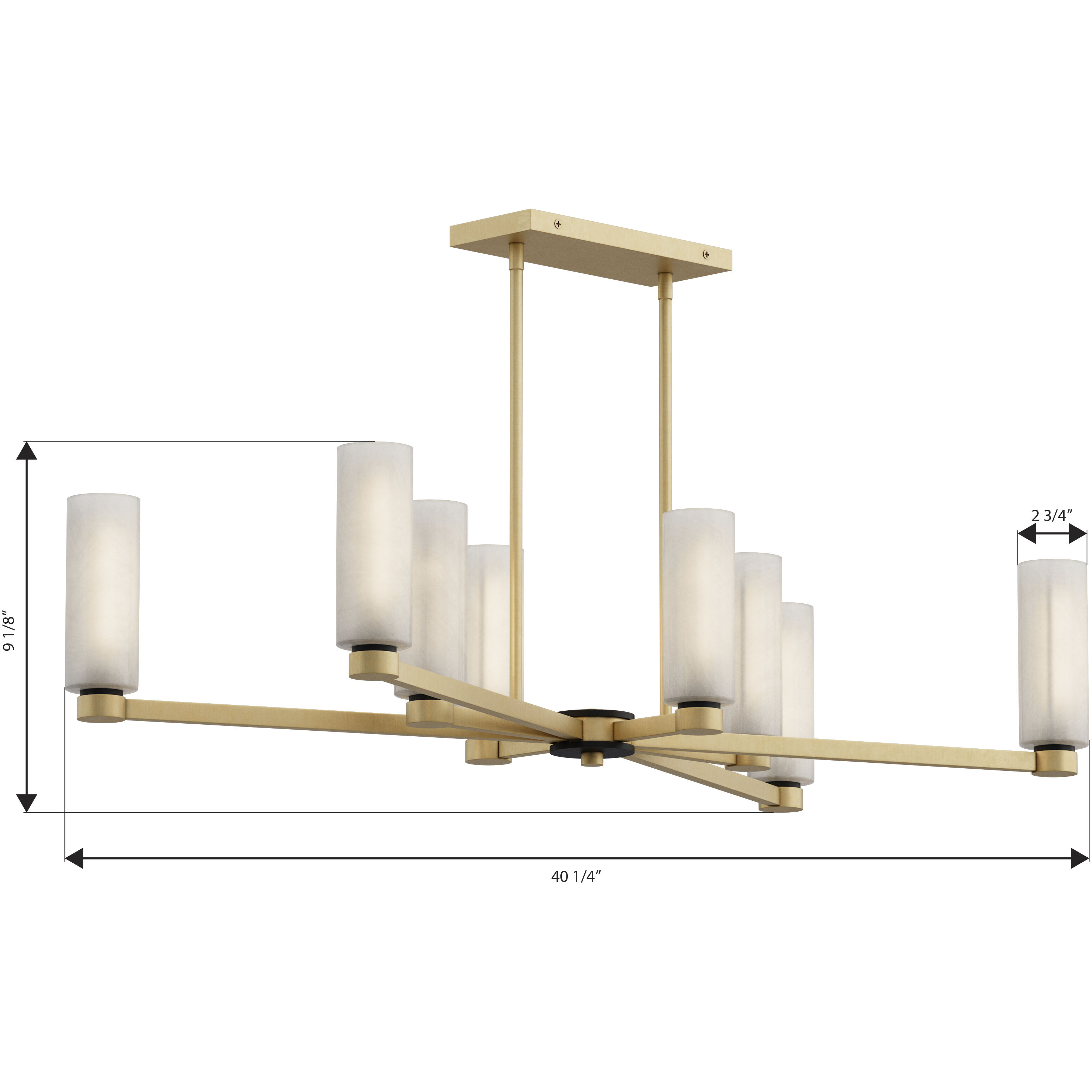 Wexmere 8 Light 40.25 inch Legacy Brass and Dark Matte Black Linear Chandelier Ceiling Light