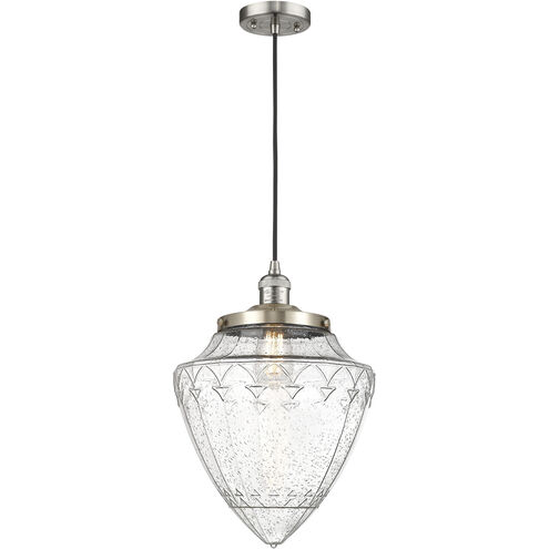 Franklin Restoration Bullet 1 Light 12 inch Brushed Satin Nickel Mini Pendant Ceiling Light in Incandescent, Seedy