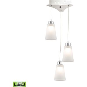 Coppa 3 Light 11 inch Chrome with White Mini Pendant Ceiling Light in White Opal