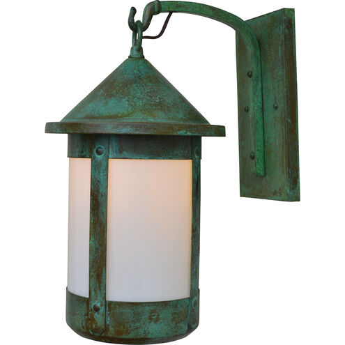 Berkeley 1 Light 27.25 inch Verdigris Patina Outdoor Wall Mount in White Opalescent