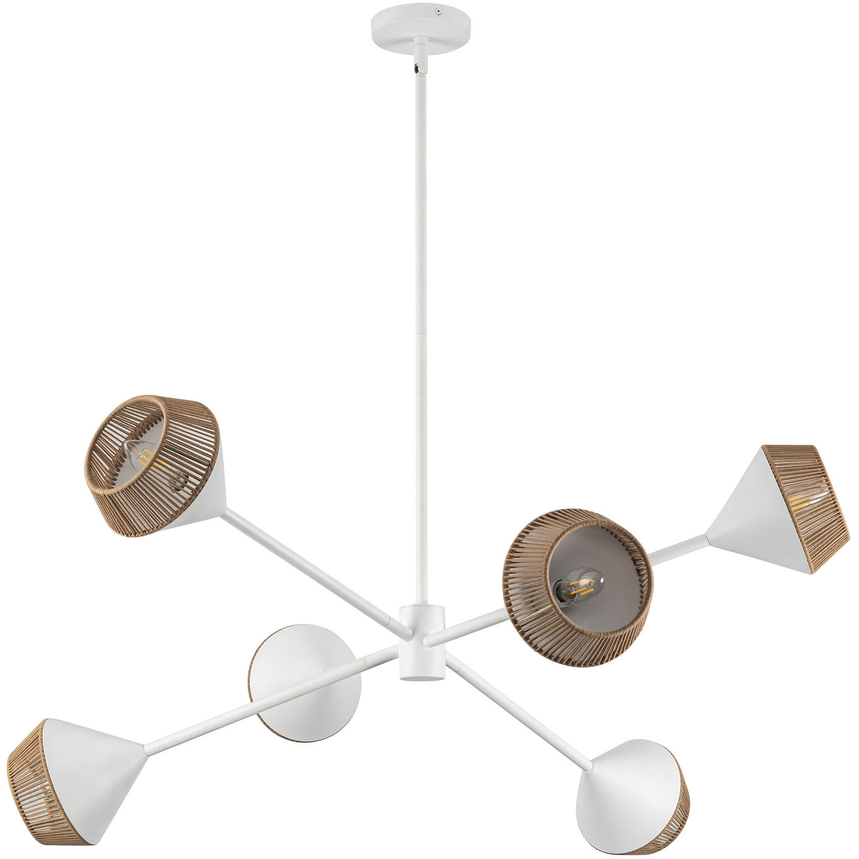 Alora Mood Daphne 6 Light 37.5 inch White/Brown Cotton Rope Chandelier Ceiling Light in White and Brown Cotton Rope