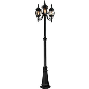 Classico 3 Light 87.5 inch Black Outdoor Lantern and Post