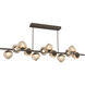 Luna LED 72 inch Flat Bronze Chandelier Ceiling Light in 3000K LED, Floret Inner - Bronze Outer, Twisted Branch