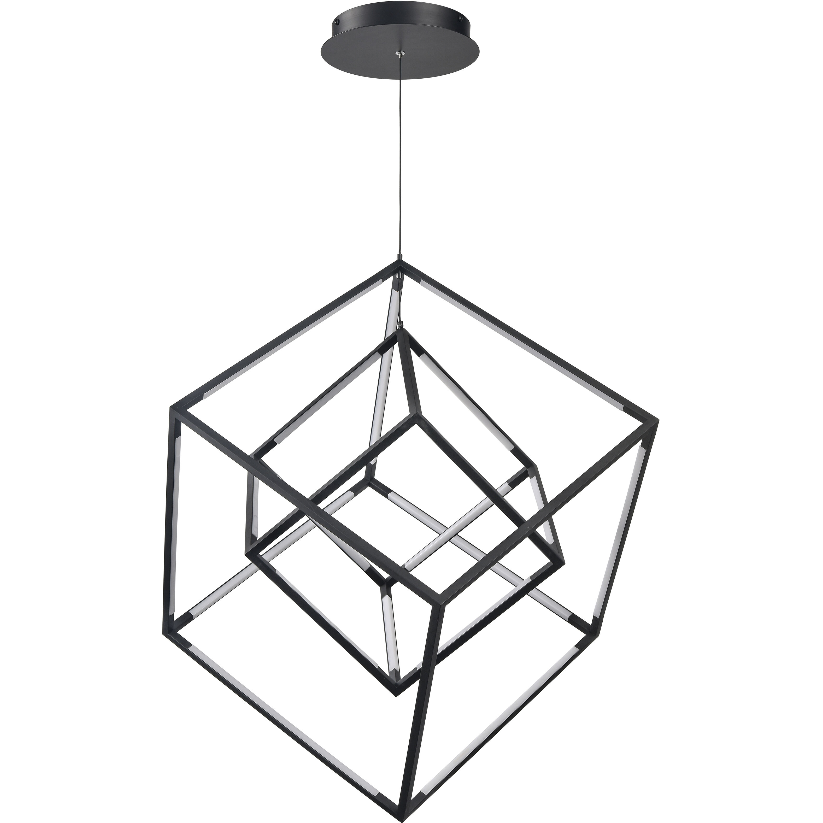 Cube Squared LED 17.75 inch Matte Black Chandelier Ceiling Light