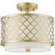 Arabesque 2 Light 12 inch Soft Gold Small Semi-Flush Ceiling Light, Small