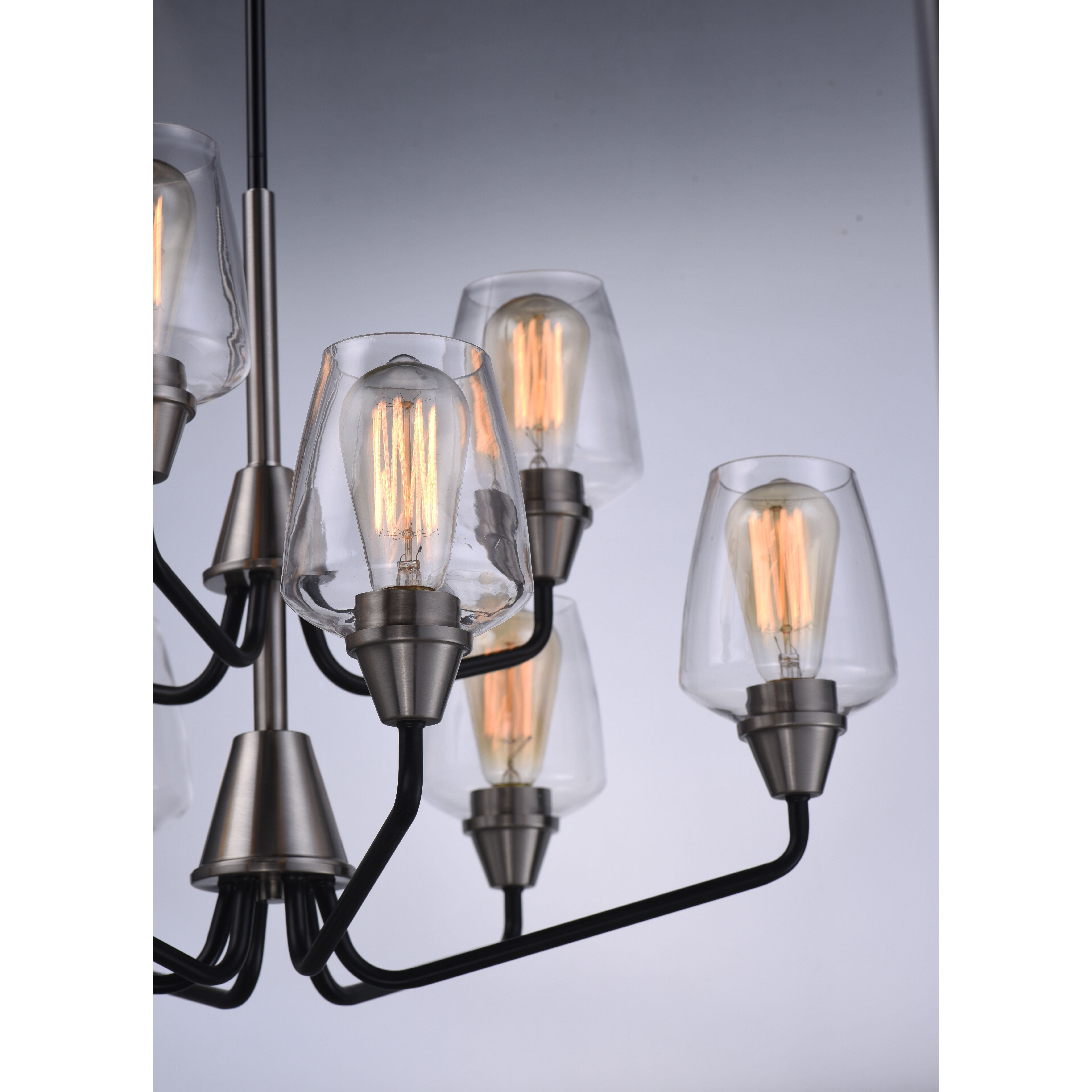 Goblet 9 Light 27 inch Black/Satin Nickel Multi-Tier Chandelier Ceiling Light in Black and Satin Nickel