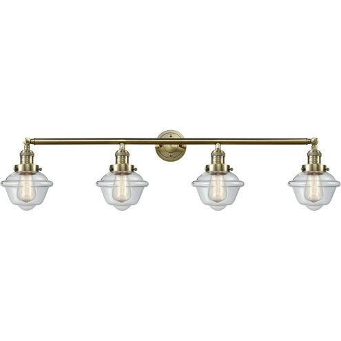 Franklin Restoration Small Oxford 4 Light 46 inch Antique Brass Bath Vanity Light Wall Light in Incandescent, Clear Glass, Franklin Restoration