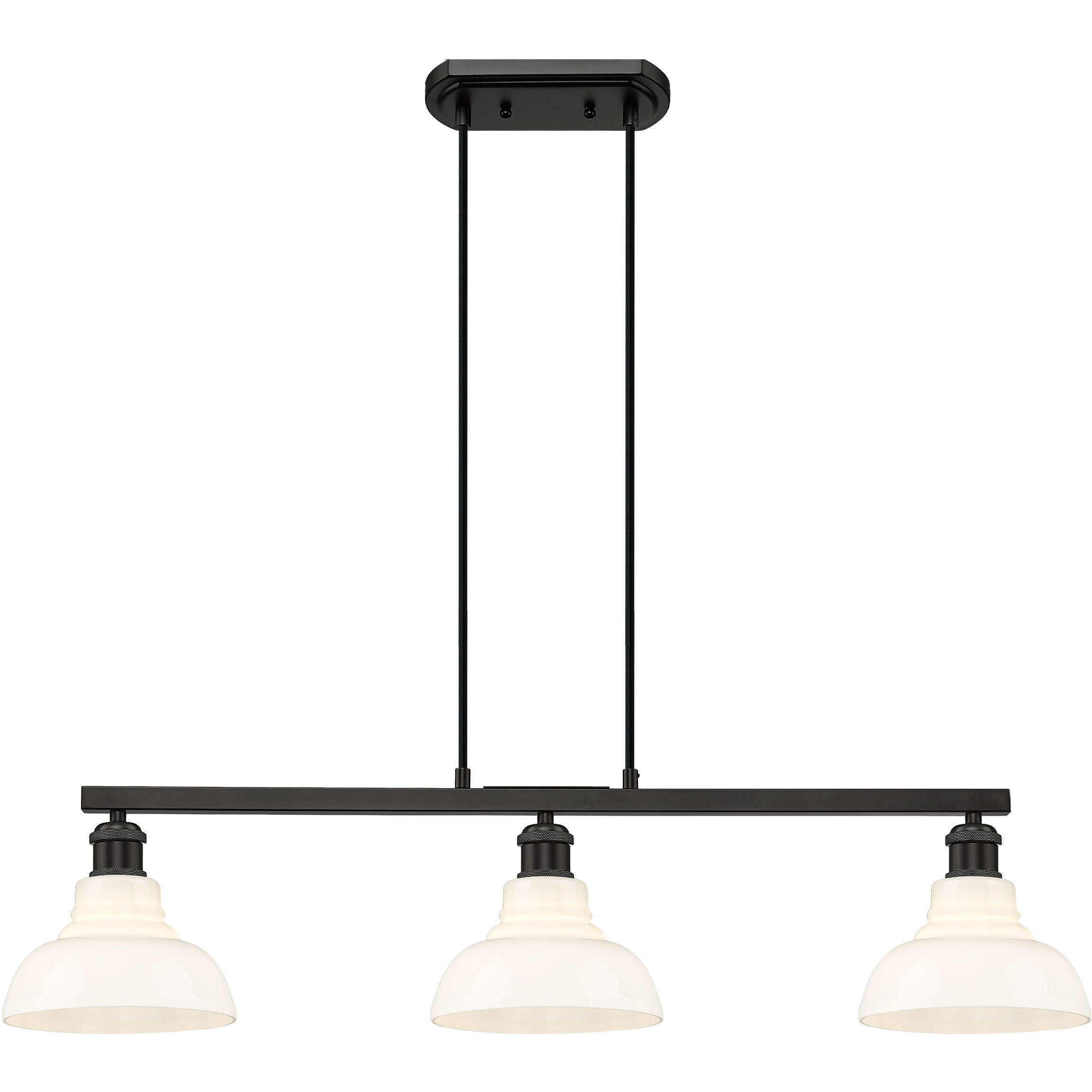 Yep Carver Island Light Ceiling Light in Matte Black, Vintage Milk Glass
