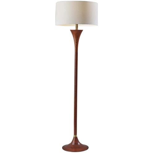 Rebecca 60 inch 100.00 watt Walnut Rubberwood with Antique Brass Accent Floor Lamp Portable Light