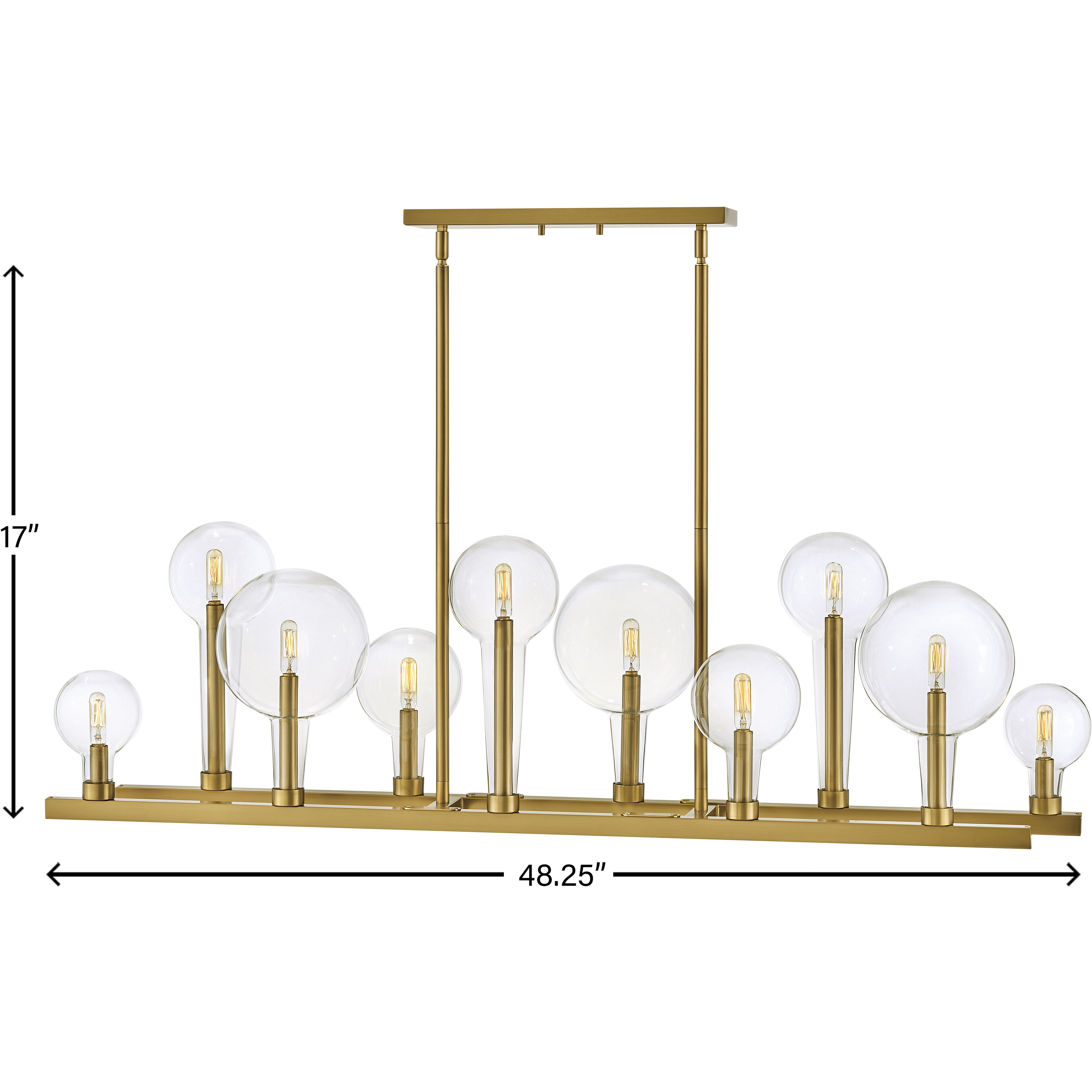 Alchemy 10 Light 48.25 inch Lacquered Brass Indoor Linear Chandelier Ceiling Light