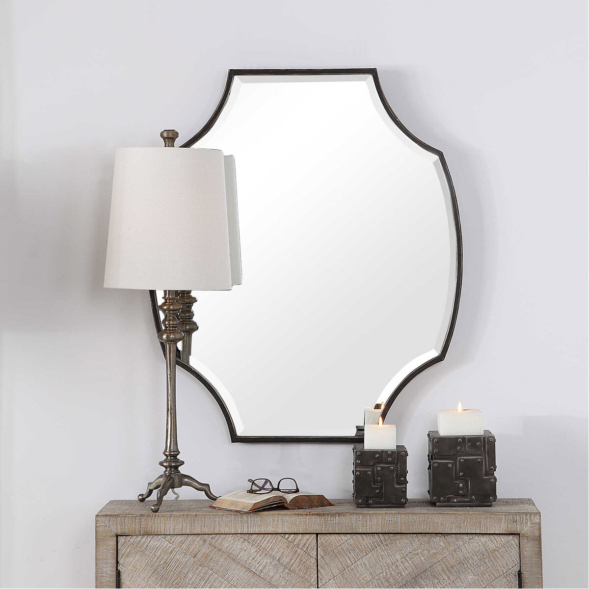 Ulalia 36.13 X 30.75 inch Dark Rustic Bronze with Gold Highlights Wall Mirror