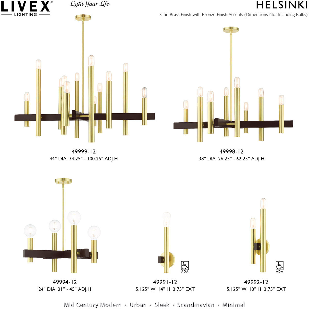 Helsinki 8 Light 38 inch Satin Brass Chandelier Ceiling Light