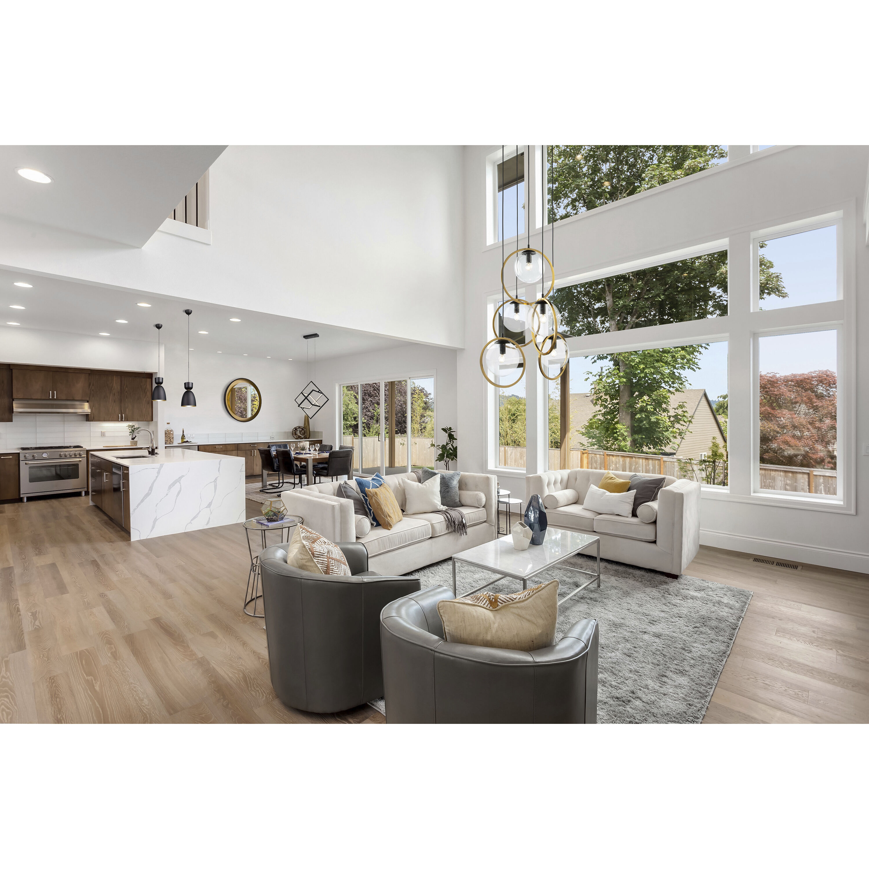 Lugano LED 17 inch Black and Vintage Brass Pendant Ceiling Light