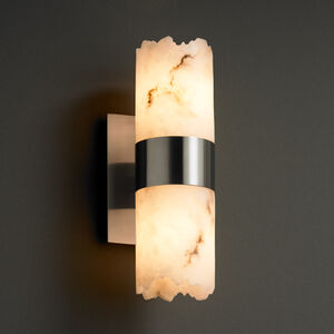 Lumenaria 2 Light 5 inch Brushed Nickel Wall Sconce Wall Light in Cylinder with Flat Rim, Incandescent