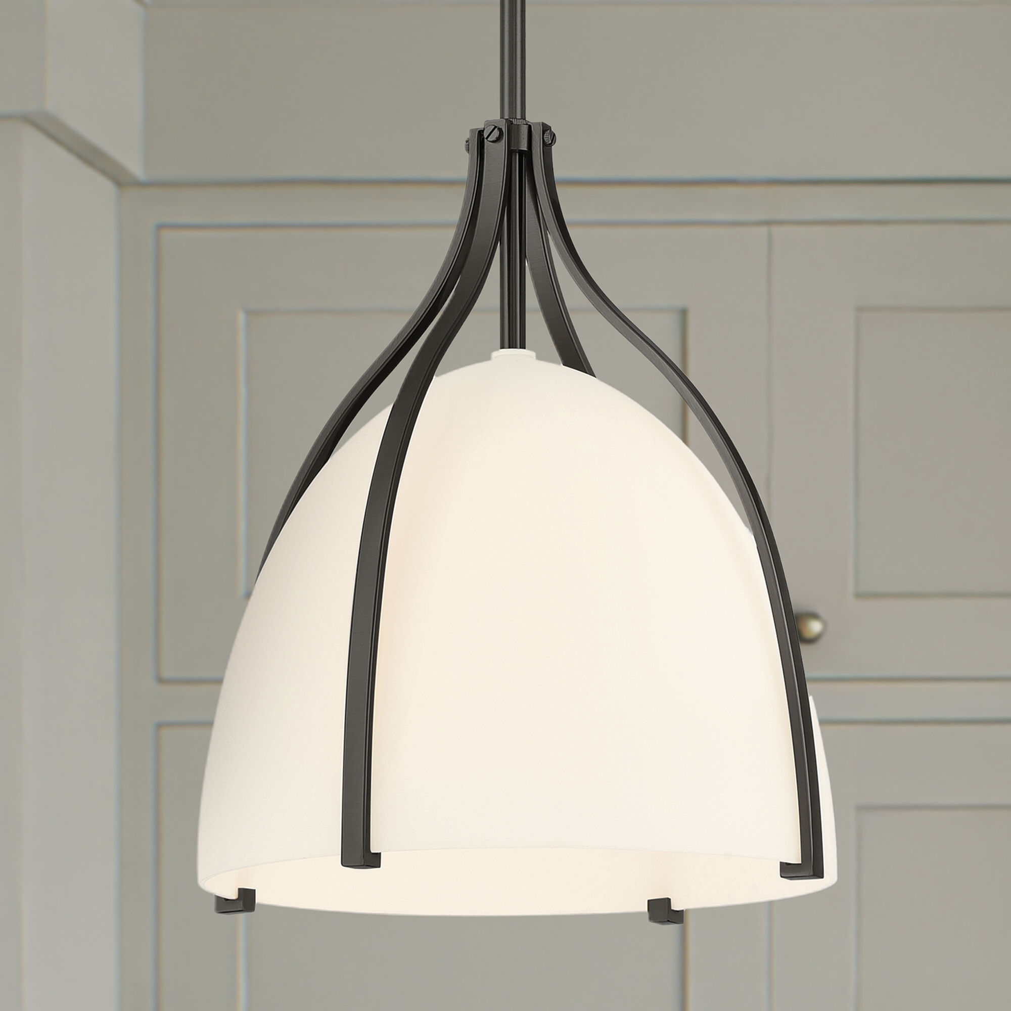 Arcelia 1 Light 12 inch Matte Black Pendant Ceiling Light, Medium