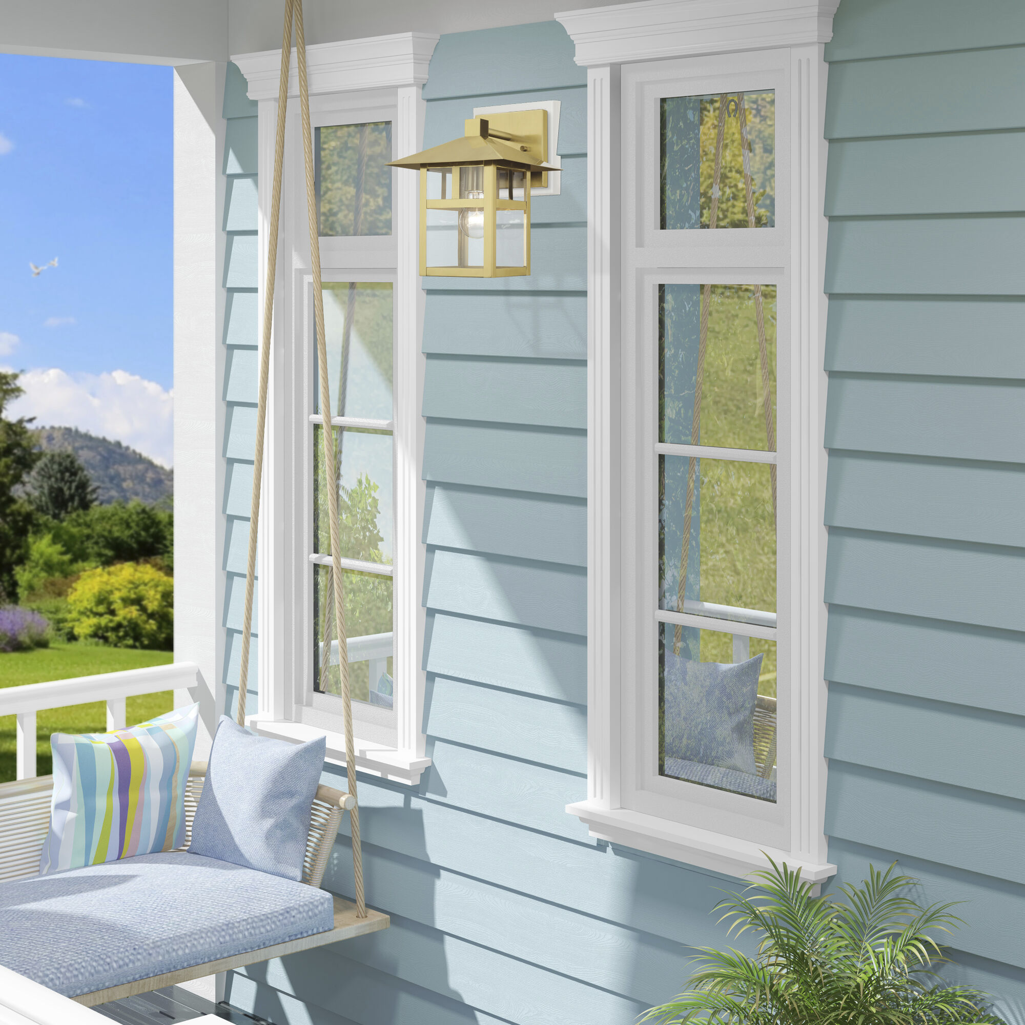 Crestlake 1 Light 11.5 inch Satin Gold Outdoor Wall Lantern