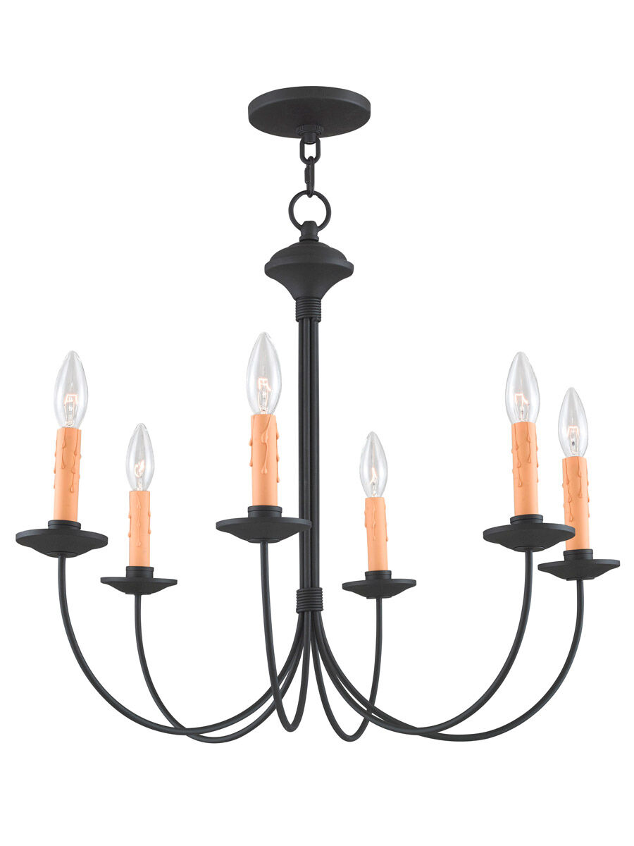 Heritage 6 Light 26 inch Black Chandelier Ceiling Light