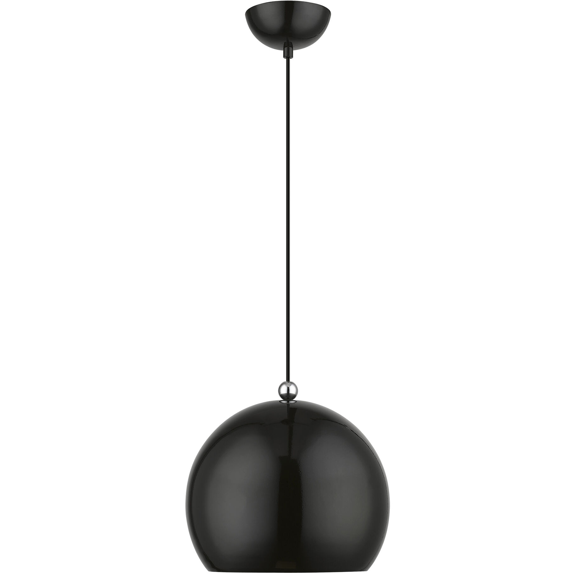 Stockton 1 Light 11.75 inch Shiny Black with Polished Chrome Accents Pendant Ceiling Light, Globe